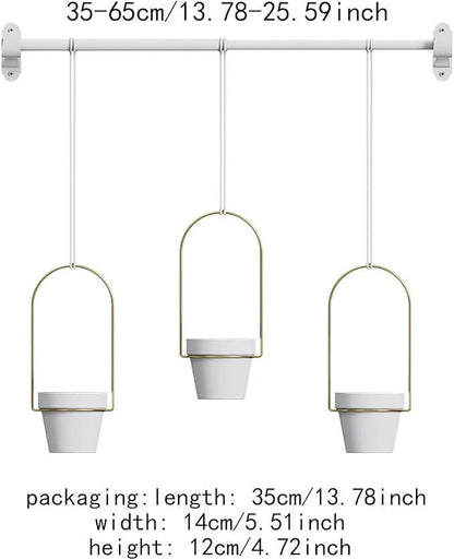 🌿 Adjustable Hanging Window Planter Set – Metal Plant Hanger with 3 Pots for Indoor & Outdoor Spaces