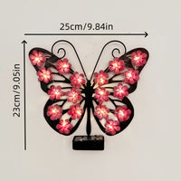Solar pink butterfly exterior wall light