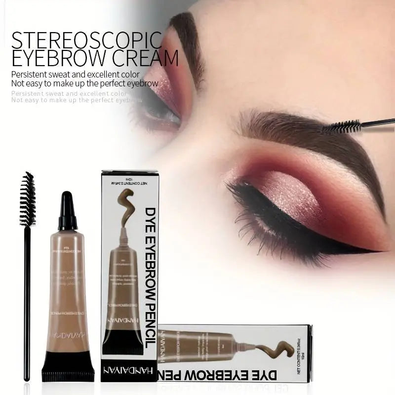 Eyebrow Dye Tint Waterproof Pour Eyebrow Gel Mascara Cream with Brush Kit 10ml