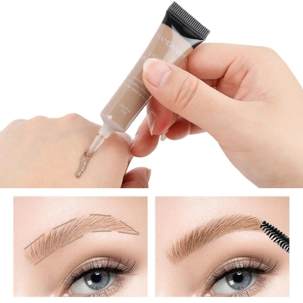 Eyebrow Dye Tint Waterproof Pour Eyebrow Gel Mascara Cream with Brush Kit 10ml