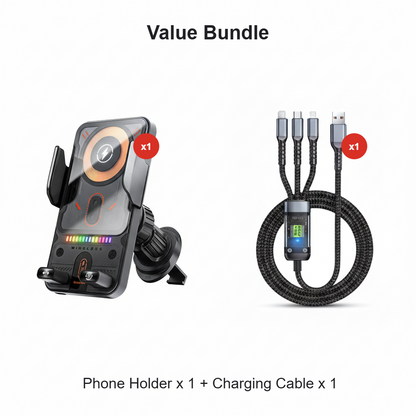 📱Smart 2-in-1 Car Rotating Mobile Phone Holder & Wireless Charger⚡