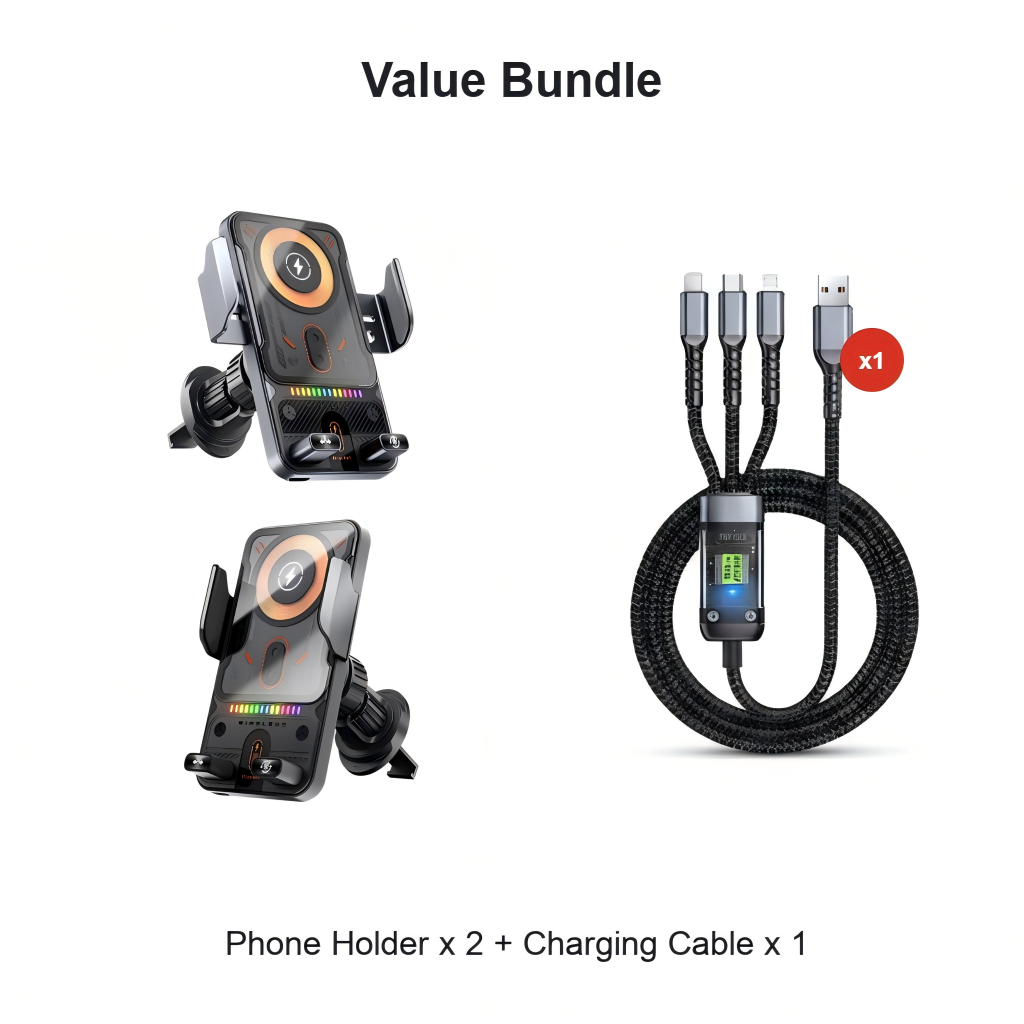 📱Smart 2-in-1 Car Rotating Mobile Phone Holder & Wireless Charger⚡