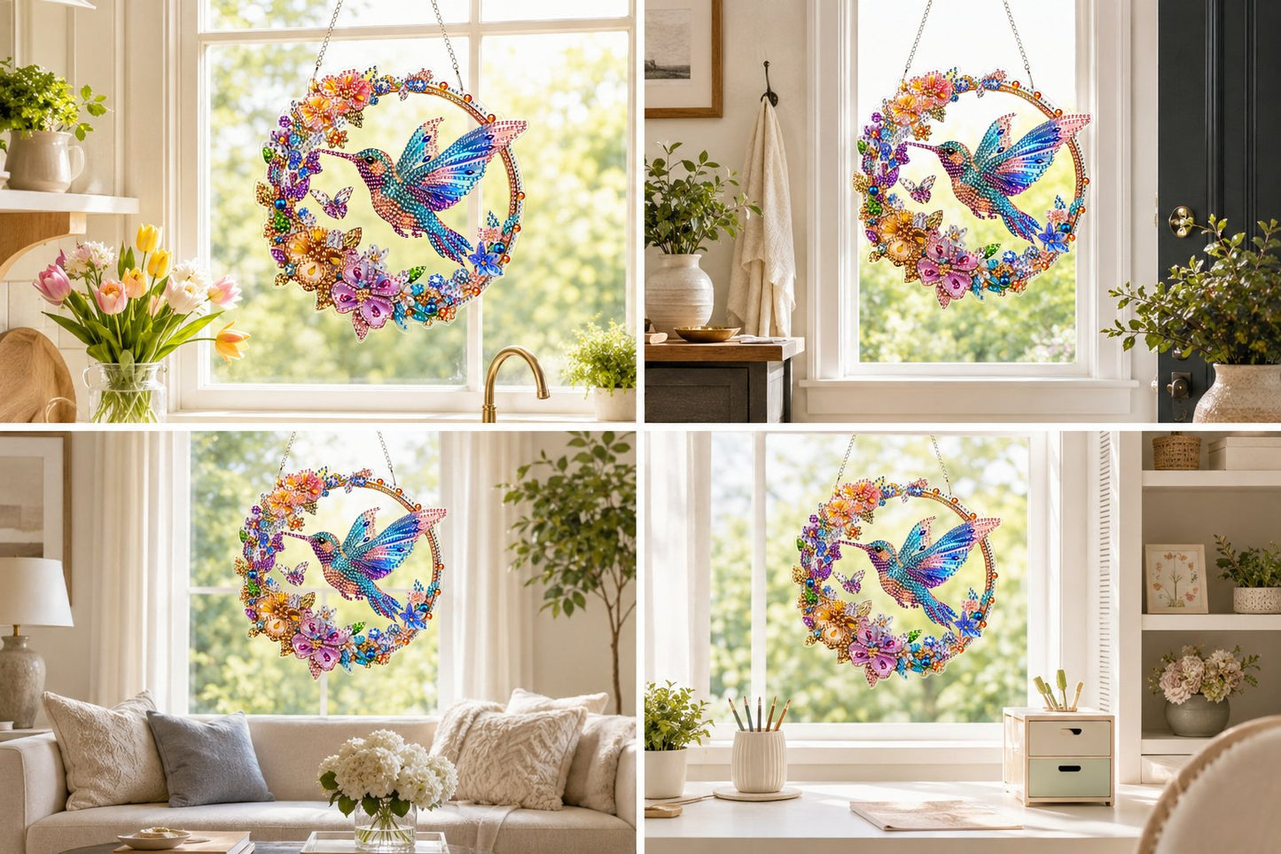 💥Hummingbird Diamond Art Hanging Ornament Kit – Sparkling DIY Window Ornament 🐦✨