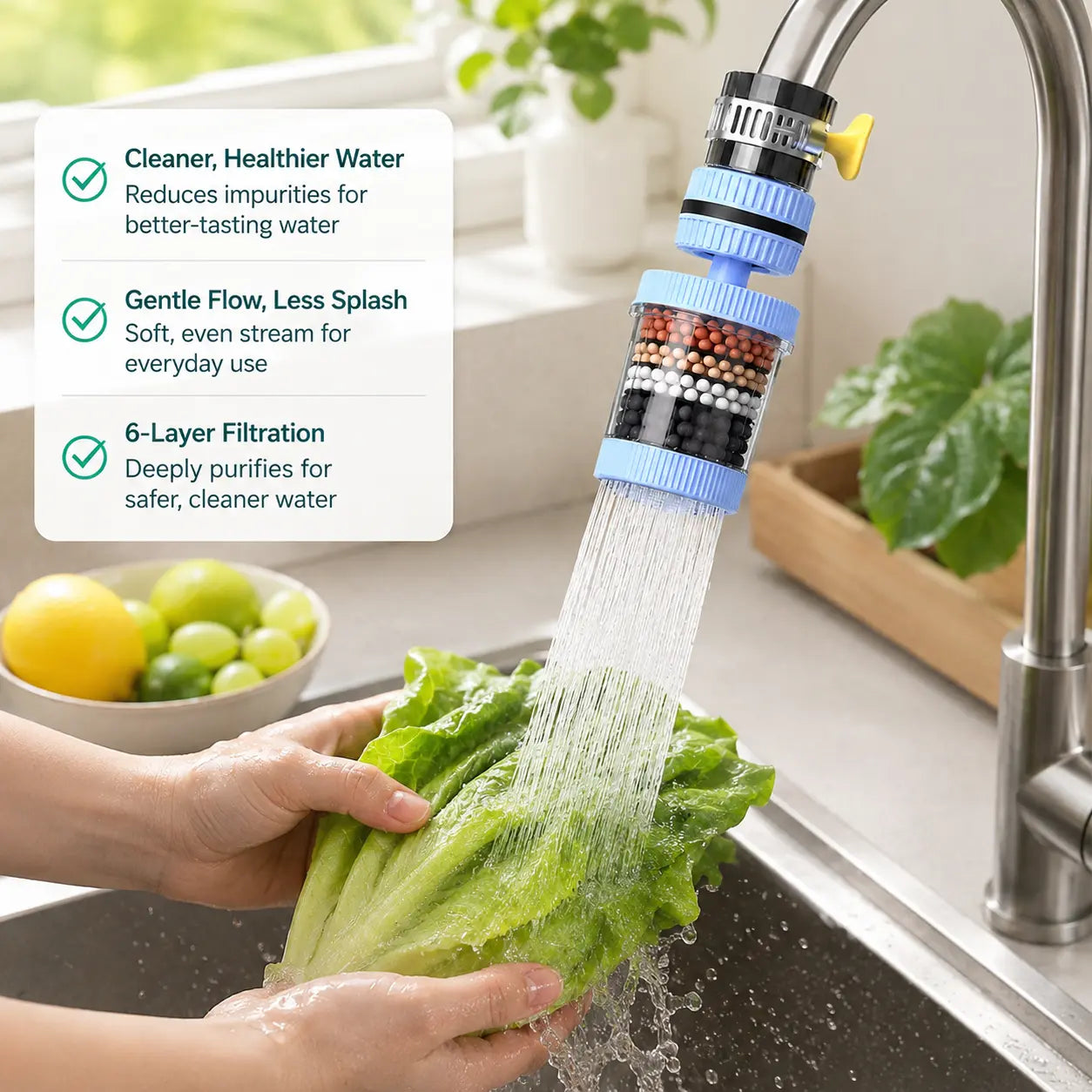 360° Rotating 6-Layer Faucet Filter