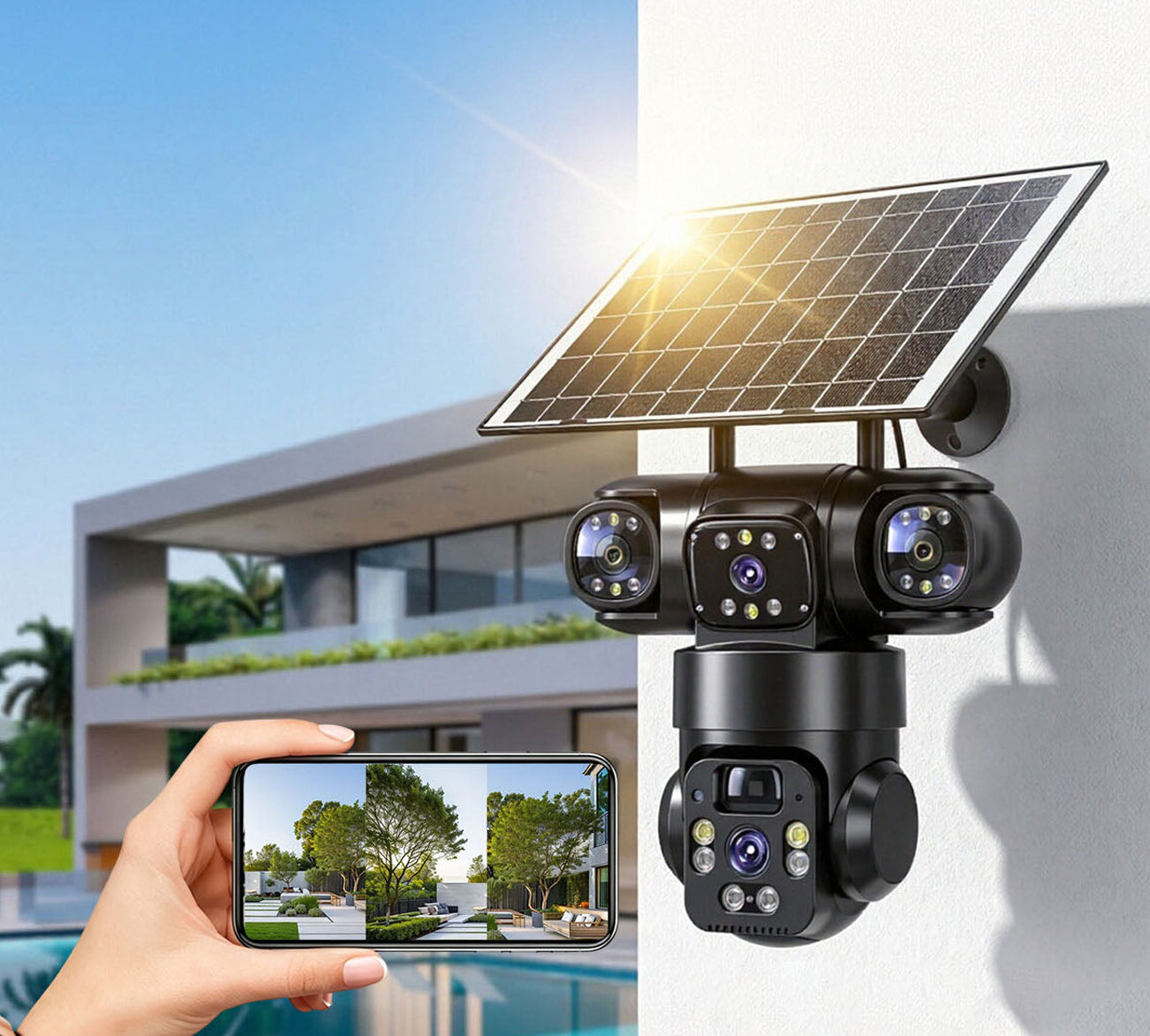 📹 Smart Panoramic Home Security Camera | 3 Wide Views Full Indoor Coverage WiFi Monitor