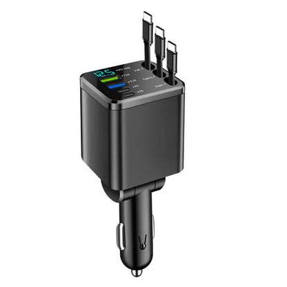 🚗7-in-1 Retractable Car Charger with USB-C & Voltage Display📱