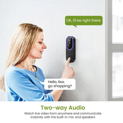 Wireless Video Doorbell Camera with AI Human Detection