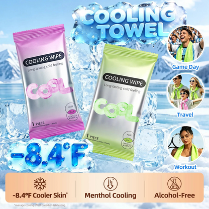 5-Pack Cooling Towels & XL Menthol Cooling Wipes for Summer Heat, Sports, Travel & Outdoor Relief