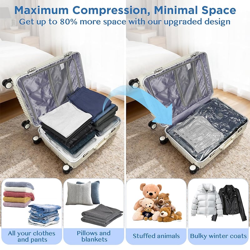 Travel Vacuum Storage Bags Cordless Compression Organizer Bag Set