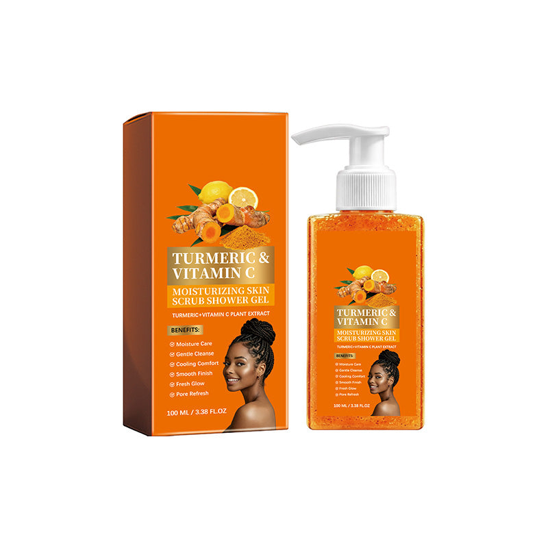Turmeric & Vitamin C Exfoliating Body Wash – Gentle Scrub Cleanser for Smooth, Radiant-Looking Skin