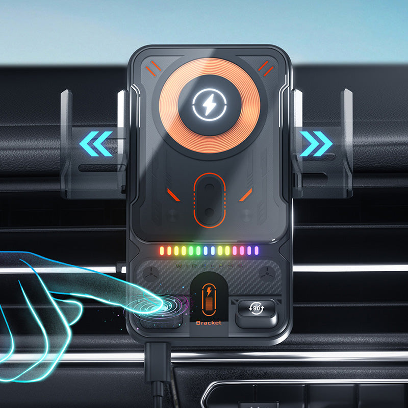 📱Smart 2-in-1 Car Rotating Mobile Phone Holder & Wireless Charger⚡