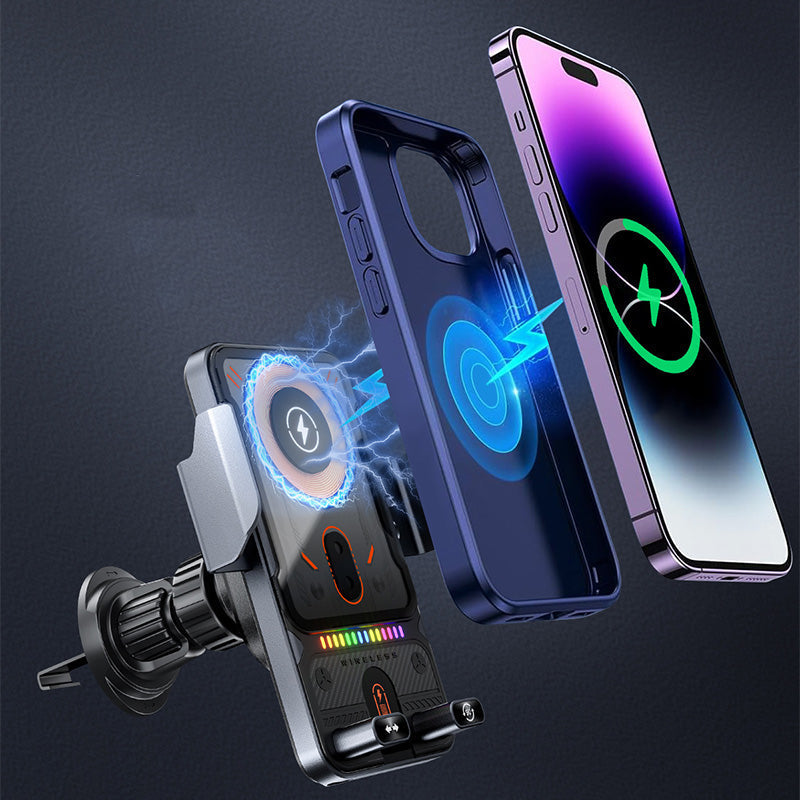 📱Smart 2-in-1 Car Rotating Mobile Phone Holder & Wireless Charger⚡